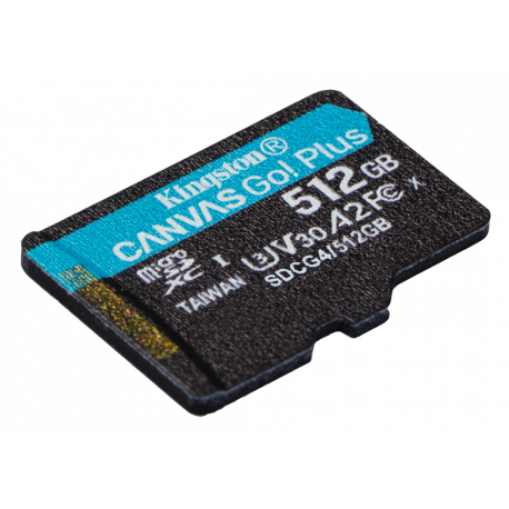 Kingston Canvas Go! Plus - Flash memory card - 512 GB - A2 / Video Class V30 / UHS-I U3 / Class10 - microSDXC UHS-I - 1