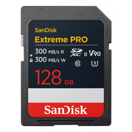 SanDisk Extreme Pro - Flash memory card - 128 GB - Video Class V90 / UHS-II U3 / Class10 - SDXC UHS-II - 0