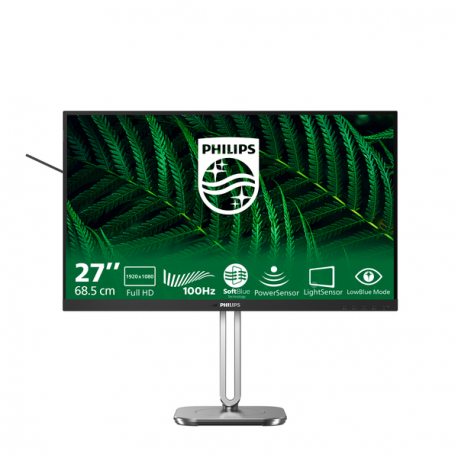 Philips 27B2G5200 - LED monitor - 27" - 1920 x 1080 Full HD (1080p) @ 100 Hz - IPS - 1500:1 - HDMI, VGA, DisplayPort - speakers - charcoal, silver - 1