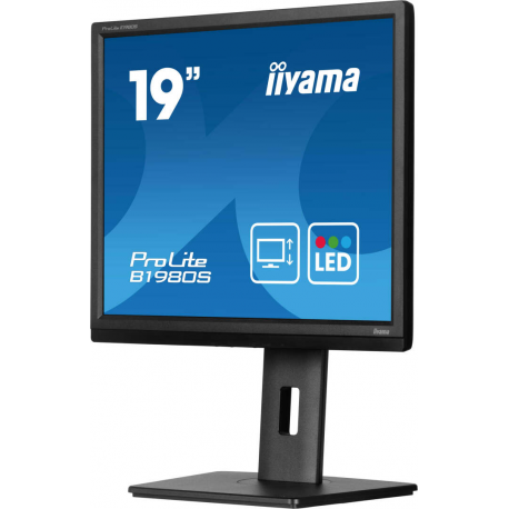 iiyama ProLite B1980S-B1 - LED monitor - 19" - 1280 x 1024 @ 75 Hz - TN - 250 cd / m² - 1000:1 - 3 ms - HDMI, DisplayPort - speakers - black, matte - 3