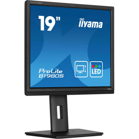 iiyama ProLite B1980S-B1 - LED monitor - 19" - 1280 x 1024 @ 75 Hz - TN - 250 cd / m² - 1000:1 - 3 ms - HDMI, DisplayPort - speakers - black, matte - 5