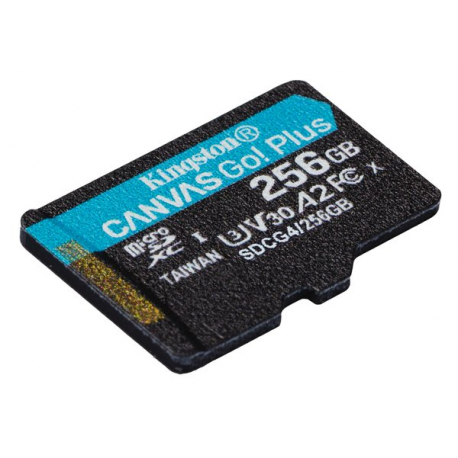Kingston Canvas Go! Plus - Flash memory card (microSDXC to SD adapter included) - 256 GB - A2 / Video Class V30 / UHS-I U3 / Class10 - microSDXC UHS-I - 1