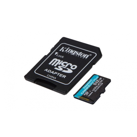 Kingston Canvas Go! Plus - Flash memory card (microSDXC to SD adapter included) - 512 GB - A2 / Video Class V30 / UHS-I U3 / Class10 - microSDXC UHS-I - 4
