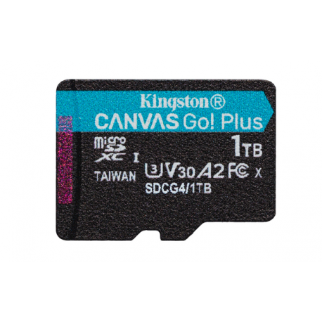 Kingston Canvas Go! Plus - Flash memory card (microSDXC to SD adapter included) - 1 TB - A2 / Video Class V30 / UHS-I U3 / Class10 - microSDXC UHS-I - 5