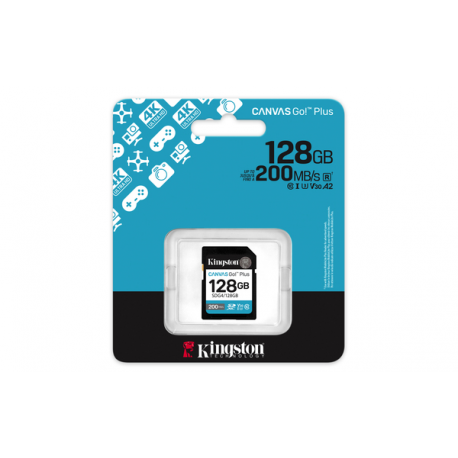 Kingston Canvas Go! Plus - Flash memory card - 128 GB - Video Class V30 / UHS-I U3 / Class10 - SDXC UHS-I - 4