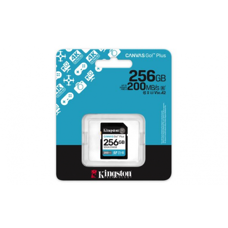 Kingston Canvas Go! Plus - Flash memory card - 256 GB - Video Class V30 / UHS-I U3 / Class10 - SDXC UHS-I - 1
