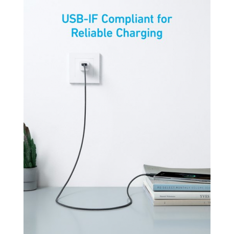 Anker 322 - USB cable - 24 pin USB-C (M) to USB (M) - 5 V - 3 A - 90 cm - USB Fast Charge (15W) - black - 2