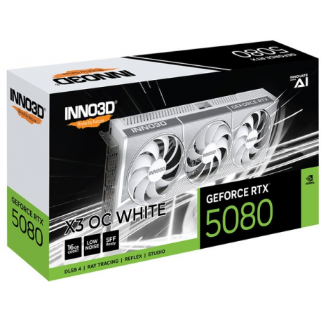 Inno3D GeForce RTX 5080 X3 OC - Graphics card - GeForce RTX 5080 - 16 GB GDDR7 - PCI Express 5.0 - HDMI, 3 x DisplayPort - white - 1