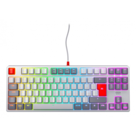 CHERRY XTRFY K4V2 - Retro Edition - keyboard - RGB - 80% - TKL - backlit - USB - QWERTY - Pan Nordic - key switch: CHERRY MX2A Red - grey - 0
