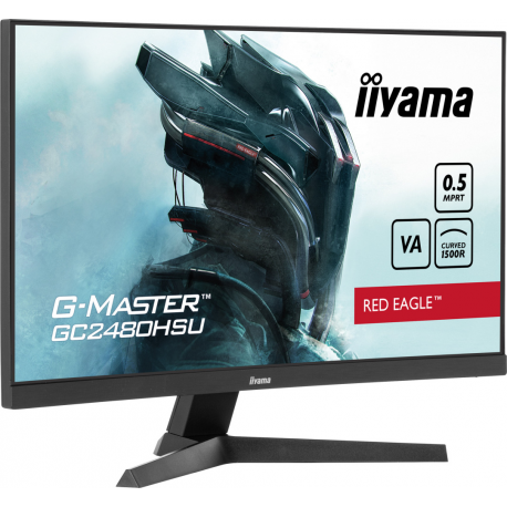 iiyama G-MASTER Red Eagle GC2480HSU-B1 - LED monitor - gaming - curved - 24" (23.6" viewable) - 1920 x 1080 Full HD (1080p) @ 180 Hz - VA - 300 cd/m² - 3000:1 - 0.5 ms - 2xHDMI, DisplayPort - speakers - black, matte - 2