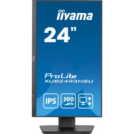 iiyama ProLite XUB2493HSU-B7 - LED monitor - 24" (23.8" viewable) - 1920 x 1080 Full HD (1080p) @ 100 Hz - IPS - 250 cd/m² - 1300:1 - 1 ms - HDMI, DisplayPort - speakers - matte black - 2