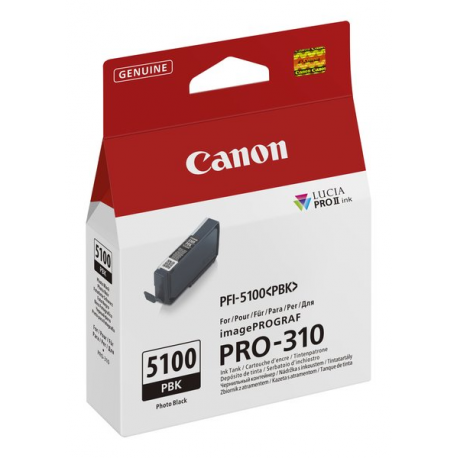 Canon PFI-5100 PBK - 14.4 ml - photo black - original - hanging box - ink tank - for imagePROGRAF PRO-310 - 2