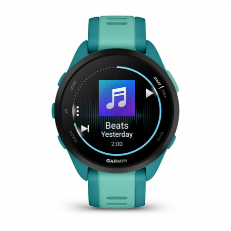 Garmin Forerunner 165 Music - Turquoise - sport watch with band - silicone - aqua - wrist size: 126-203 mm - display 1.2" - 4 GB - Bluetooth, ANT+ - 39 g - 2