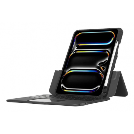 Targus Versavu - Keyboard and folio case - with trackpad - backlit - wireless - Bluetooth 5.0 - QWERTY - UK - black - 9