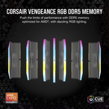 CORSAIR Vengeance RGB - DDR5 - kit - 64 GB: 2 x 32 GB - DIMM 288-pin - 3000 MHz / PC5-48000 - CL28 - black - 5