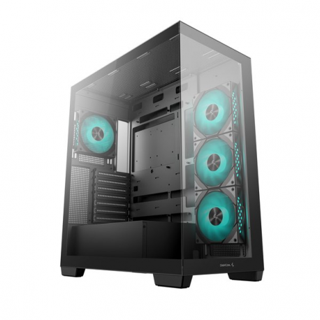 DeepCool CG580 4F - Tower - ATX - windowed side panel (tempered glass) - no power supply (ATX  /  PS / 2) - black - USB / Audio - 3