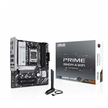ASUS PRIME B840M-A WIFI - Motherboard - micro ATX - Socket AM5 - AMD B840 Chipset - USB-C 3.2 Gen 1, USB 3.2 Gen 1 - 2.5 Gigabit LAN, Bluetooth, Wi-Fi 6E - onboard graphics (CPU required) - HD Audio (8-channel) - 6