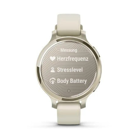 Garmin Lily 2 Active - Lunar gold anodized aluminum - smart watch with band - silicone - bone - wrist size: 110-175 mm - monochrome - Bluetooth, ANT+ - 29 g - 1