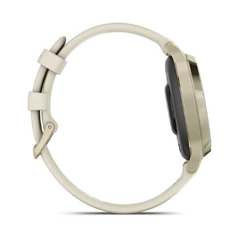 Garmin Lily 2 Active - Lunar gold anodized aluminum - smart watch with band - silicone - bone - wrist size: 110-175 mm - monochrome - Bluetooth, ANT+ - 29 g - 2