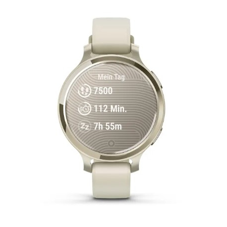 Garmin Lily 2 Active - Lunar gold anodized aluminum - smart watch with band - silicone - bone - wrist size: 110-175 mm - monochrome - Bluetooth, ANT+ - 29 g - 8