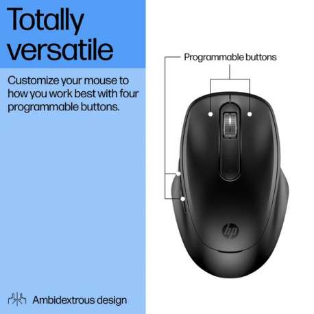 HP 515 - Mouse - full size, ultra-fast rechargeable - 5 buttons - wireless - 2.4 GHz - USB wireless receiver - black - 1