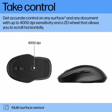 HP 515 - Mouse - full size, ultra-fast rechargeable - 5 buttons - wireless - 2.4 GHz - USB wireless receiver - black - 2