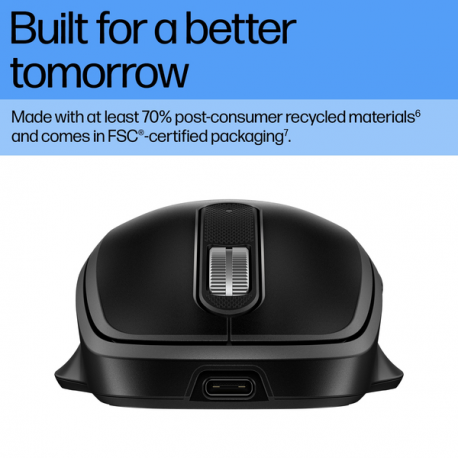 HP 515 - Mouse - full size, ultra-fast rechargeable - 5 buttons - wireless - 2.4 GHz - USB wireless receiver - black - 7