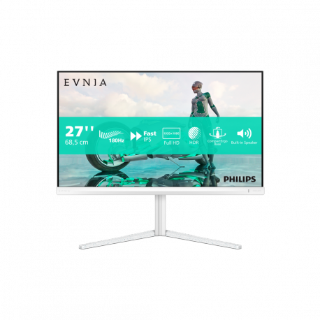 Philips Evnia 3000 27M2N3201A - LED monitor - gaming - 27" - 1920 x 1080 Full HD (1080p) @ 180 Hz - Fast IPS - 300 cd / m² - 1000:1 - HDR10 - 0.5 ms - 2xHDMI, DisplayPort - speakers - 9