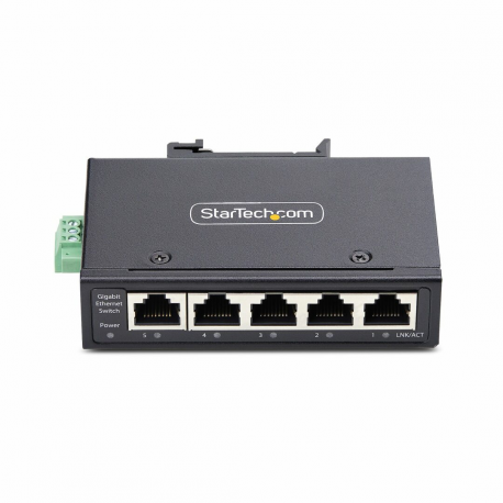 StarTech.com 5-Port Unmanaged Industrial Ethernet Switch - IP30 - TAA - Switch - unmanaged - 5 x 10/100/1000Base-T - DIN rail mountable, wall-mountable - DC - TAA Compliant - 2