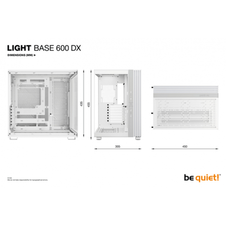 be quiet! Light Base 600 DX - Midi-tower - ATX - windowed side panel (glass) - no power supply (ATX / PS/2) - white - USB/Audio - 5