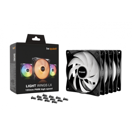 be quiet! Light Wings LX - Case fan - PWM high-speed - 120 mm - black (pack of 3) - 2