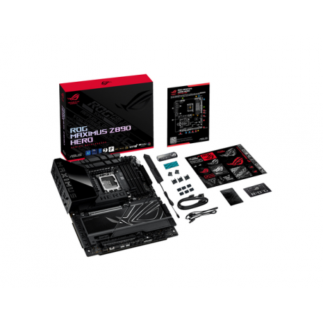 ASUS ROG MAXIMUS Z890 HERO - Motherboard - ATX - LGA1851 Socket - Z890 Chipset - USB4, USB 3.2 Gen 1, USB-C 3.2 Gen2, USB 3.2 Gen 2 - Wi-Fi 7, Bluetooth, 5 Gigabit Ethernet - onboard graphics (CPU required) - HD Audio (8-channel) - 3