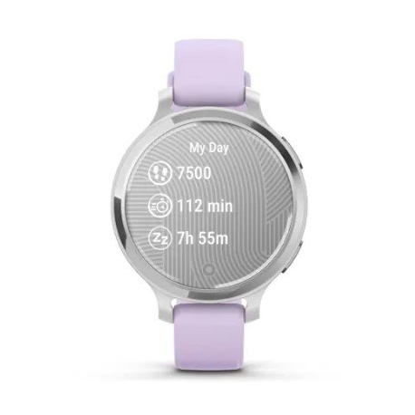 Garmin Lily 2 Active - Silver anodized aluminum - smart watch with band - silicone - purple - wrist size: 110-175 mm - monochrome - Bluetooth, ANT+ - 29 g - 2