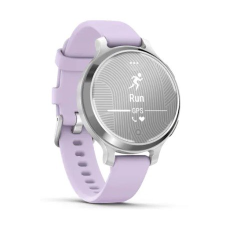 Garmin Lily 2 Active - Silver anodized aluminum - smart watch with band - silicone - purple - wrist size: 110-175 mm - monochrome - Bluetooth, ANT+ - 29 g - 4