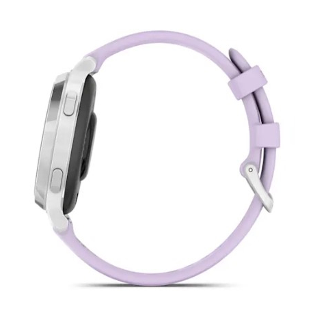 Garmin Lily 2 Active - Silver anodized aluminum - smart watch with band - silicone - purple - wrist size: 110-175 mm - monochrome - Bluetooth, ANT+ - 29 g - 8