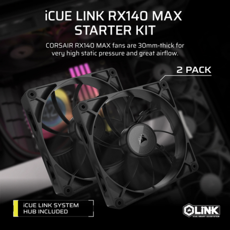 CORSAIR iCUE Link RX140 MAX Starter Kit - Case fan - 140 mm (pack of 2) - 8