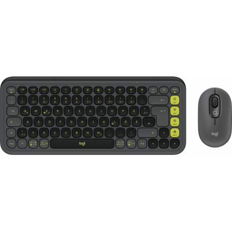 Logitech POP Icon Combo - Keyboard and mouse set - wireless - Bluetooth LE - QWERTZ - German - graphite, green - 0