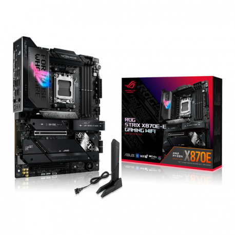 ASUS ROG STRIX X870E-E GAMING WIFI - Motherboard - ATX - Socket AM5 - AMD X870E Chipset - USB4, USB-C 3.2 Gen 2x2, USB-C 3.2 Gen2, USB 3.2 Gen 2, USB 3.2 Gen 1 - Wi-Fi 7, 5 Gigabit Ethernet, Bluetooth - onboard graphics (CPU required) - HD Audio (8-channel) - 12