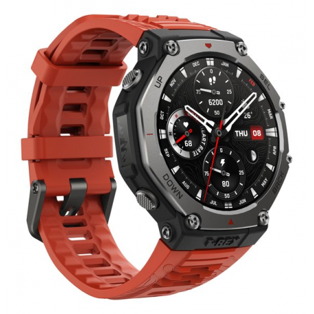 Amazfit T-Rex 3 - Smart watch with strap - liquid silicone - wrist size: 145-210 mm - display 1.5" - Bluetooth, Wi-Fi - 68.3 g - lava - 4