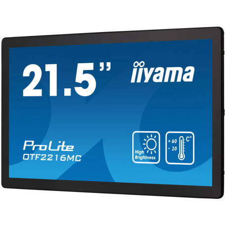 iiyama ProLite OTF2216MC-B1 - LED monitor - 22" (21.5" viewable) - open frame - touchscreen - 1920 x 1080 Full HD (1080p) @ 60 Hz - VA - 1100 cd / m² - 5000:1 - 25 ms - HDMI, VGA, DisplayPort - black - 3
