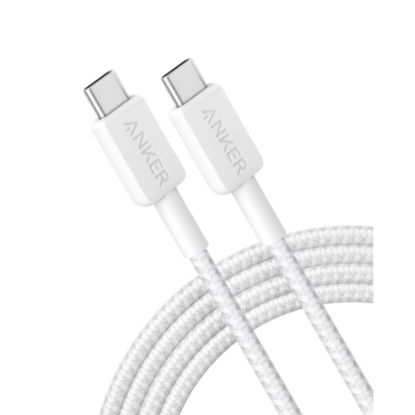 Anker - USB cable - 24 pin USB-C (M) to 24 pin USB-C (M) - 2 m - Fast Charging up to 60W, braided cable - white - 0