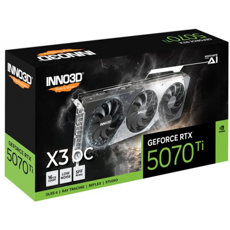 Inno3D GeForce RTX 5070 Ti X3 OC - Graphics card - GeForce RTX 5070 Ti - 16 GB GDDR7 - PCI Express 5.0 - HDMI, 3 x DisplayPort - 1