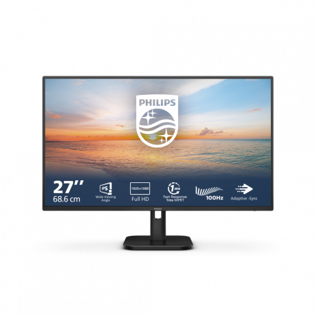 Philips 27E1N1100A - 1000 Series - LED monitor - 27" - 1920 x 1080 Full HD (1080p) @ 100 Hz - IPS - 250 cd / m² - 1300:1 - 1 ms - HDMI, VGA - speakers - black - 6
