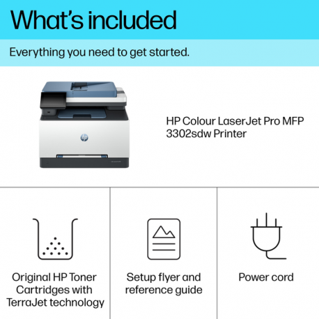 HP Color LaserJet Pro MFP 3302sdw - Multifunction printer - colour - laser - Legal (216 x 356 mm) (original) - A4 / Legal (media) - up to 25 ppm (copying) - up to 25 ppm (printing) - 250 sheets - USB 2.0, Gigabit LAN, USB 2.0 host, Wi-Fi(ac) - 6