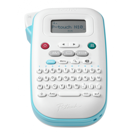 Brother P-Touch PT-N10 - Labelmaker - B / W - direct thermal - 12 mm width - 180 dpi - up to 9 mm / sec - cutter - print preview, 2 line printing, vertical print - white, blue - 10