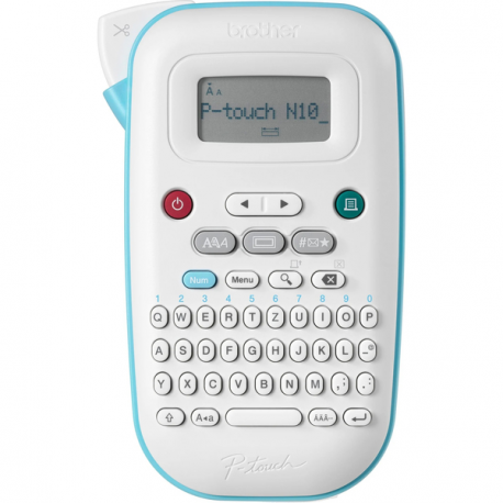 Brother P-Touch PT-N10 - Labelmaker - B / W - direct thermal - 12 mm width - 180 dpi - up to 9 mm / sec - cutter - print preview, 2 line printing, vertical print - white, blue - 12