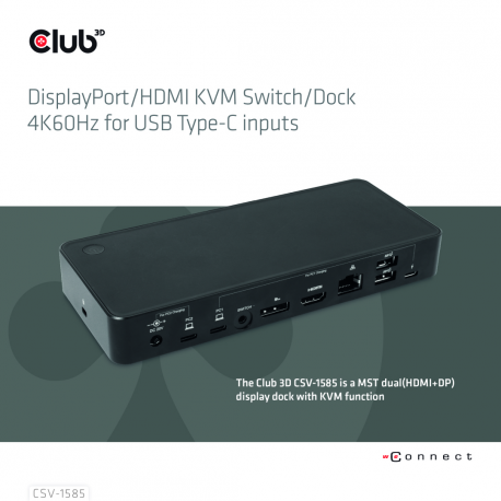 Club 3D CSV-1585 - Docking station - USB-C x 2 - DP, HDMI - 1GbE - 120 Watt - 1