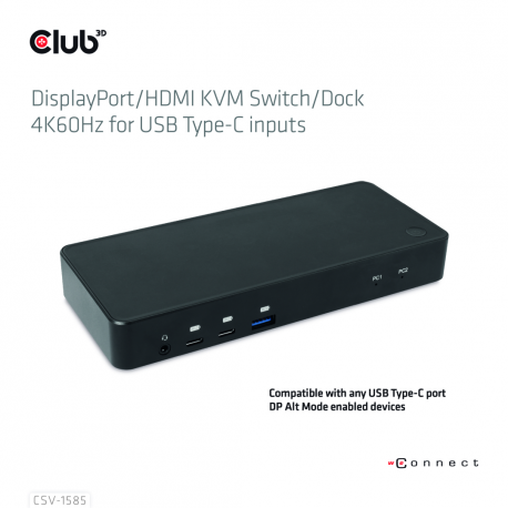 Club 3D CSV-1585 - Docking station - USB-C x 2 - DP, HDMI - 1GbE - 120 Watt - 2