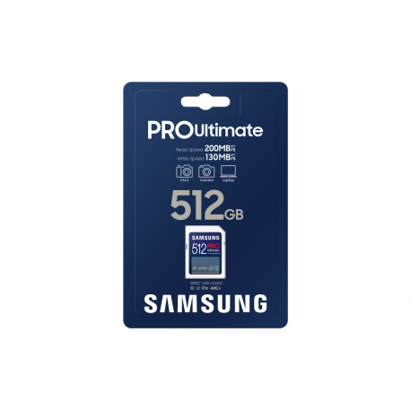 Samsung PRO Ultimate MB-SY512S - Flash memory card - 512 GB - Video Class V30  /  UHS-I U3 - SDXC UHS-I - white - 4