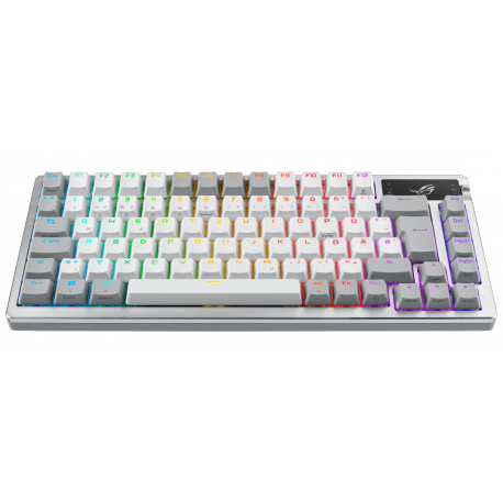 ASUS ROG Azoth - Keyboard - 75%, hot-swappable - with OLED display - backlit - wireless - 2.4 GHz, Bluetooth 5.1, USB 2.0 - key switch: ROG NX - gun metal - 1